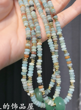 欧比雅比 夏季复古国风新中式民族风天然石串珠短锁骨项链