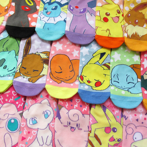 POKEMON宝可梦小火龙卡比兽杰尼龟伊布皮卡丘口袋妖怪全棉船袜子