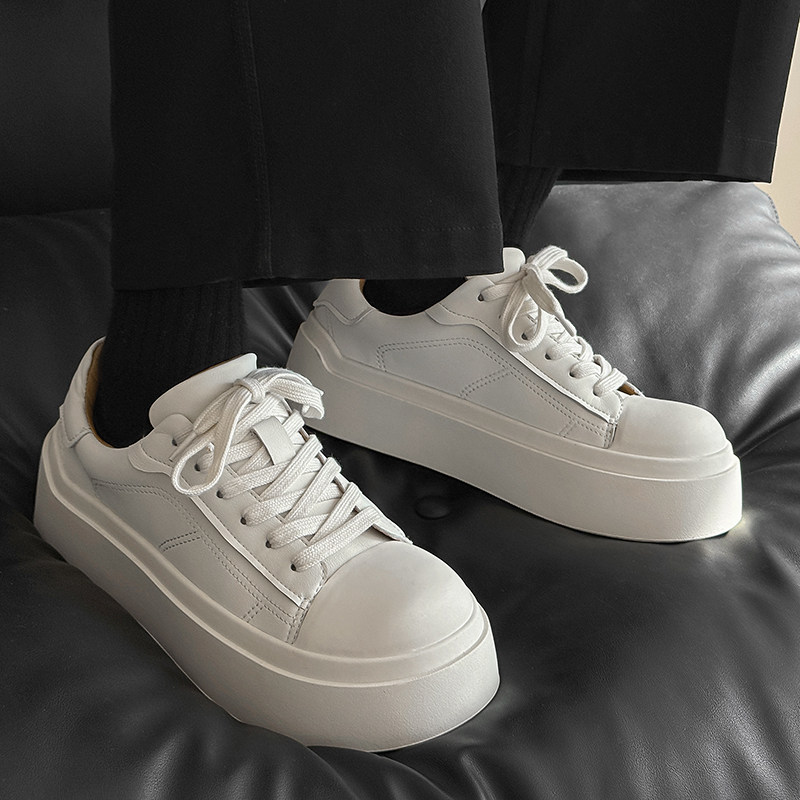 小白鞋男款2025新款潮流休闲鞋透气百搭潮鞋高端痞帅白色厚底板鞋,流行男鞋,休闲板鞋,淘宝优惠券,粉丝福利购,淘宝优惠卷