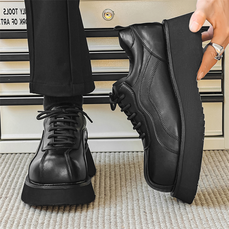 百搭黑色潮鞋高级感厚底德比鞋