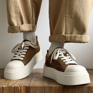 翻毛皮大头休闲鞋 男鞋 高级感痞帅百搭潮鞋 夏厚底增高板鞋 2026新款