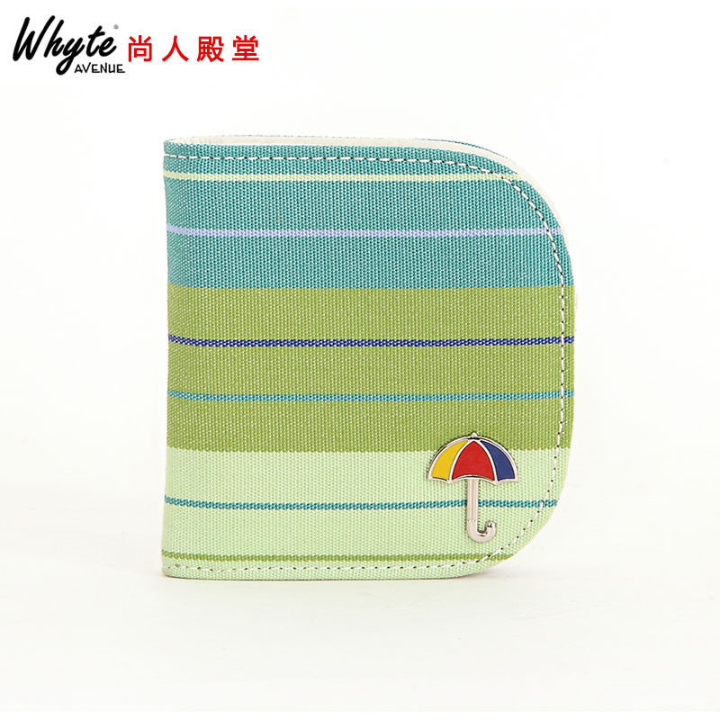 ins新款 花雨伞日韩横款钱包条纹迷你超薄短款小卡包sunbrella布