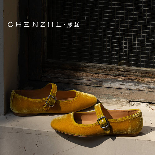 CHENZIIL真皮底玛丽珍手工鞋