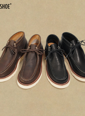 BLESS SHOE WALLABEE 固特异工艺真皮袋鼠鞋疯马牛皮工装靴男靴