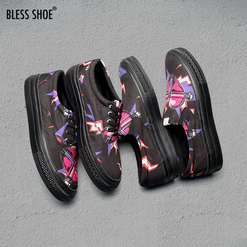 BLESSSHOE夏季低帮朋克帆布鞋