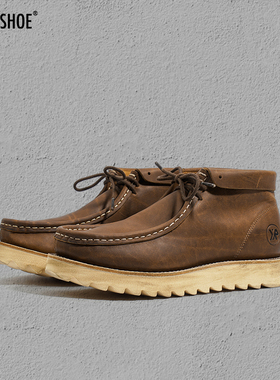 BLESS SHOE X YONDER REALM 固特异复古真皮袋鼠鞋疯马牛皮工装靴