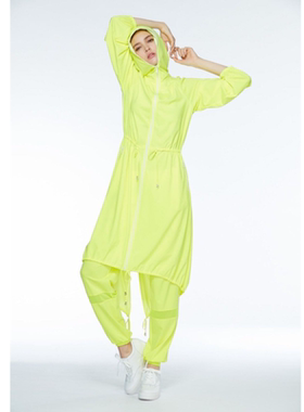 Hoii后益 明星同款防晒衣长版连帽造型拉链外套