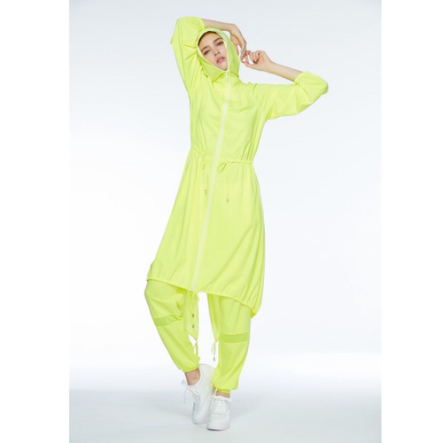 Hoii后益 明星同款防晒衣长版连帽造型拉链外套