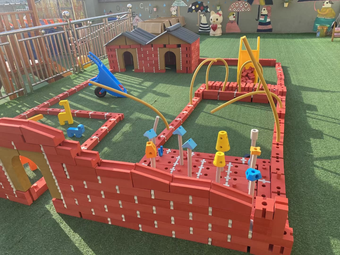 幼儿园砖筑大师户外建构区eva软体红砖积木拼搭砌砖玩具安吉游戏
