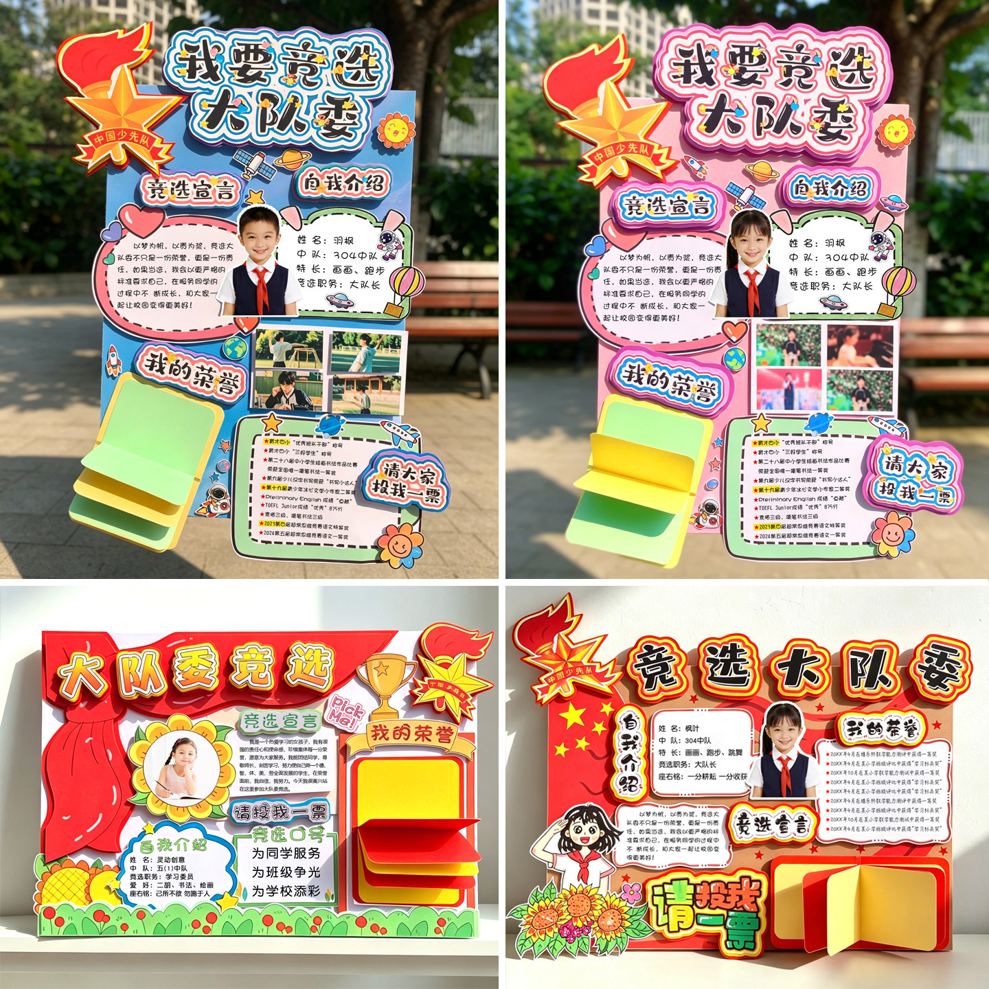 立体海报竞选大队委海报