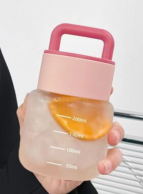 迷你手提胖胖清新玻璃杯高颜值便携水杯茶咖啡牛奶杯子开业伴手礼