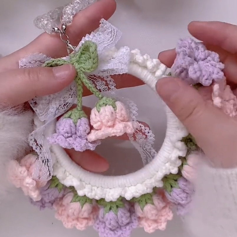手工毛线勾织花车风铃挂件花朵装饰品车载挂送闺蜜礼物,服饰配件/皮带/帽子/围巾,DIY编织材料包,淘宝优惠券,粉丝福利购,淘宝优惠卷