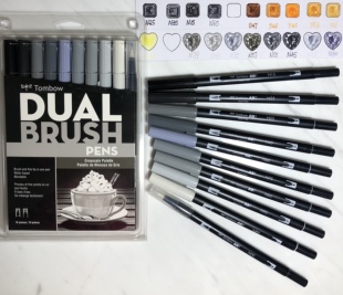 日本蜻蜓ABT软头水彩笔法国珠宝设计双头马克笔108色|新12色