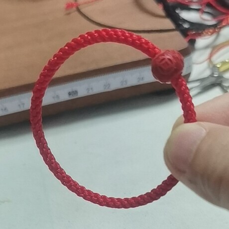 原矿朱转运珠无扣手工编织红绳手链本命年发财手绳百搭显白正宫红