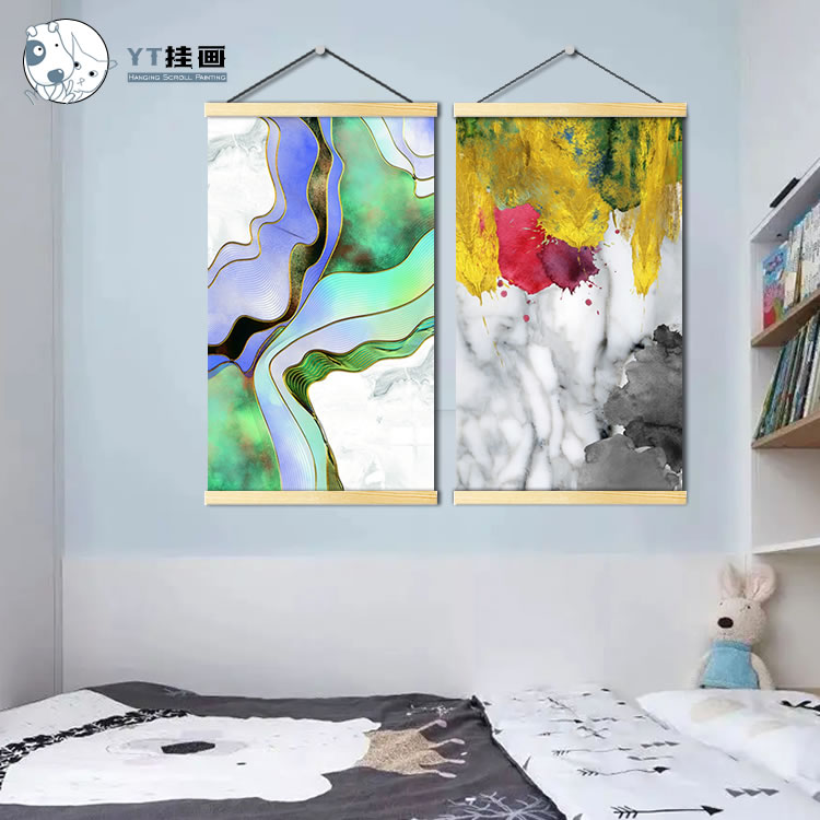 简约玄关客厅沙发背景墙抽象油画挂画电表箱墙面遮挡卧室装饰画