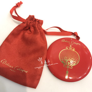 柜台福利 欧珑中国红灯笼小镜子 便携式化妆镜 含收纳袋