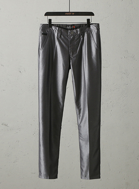 51SHOP 男士白领商务休闲修身显瘦西裤精致亮纹直筒