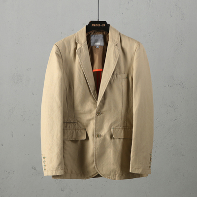 51shop春秋款宽松两粒扣棉麻西服
