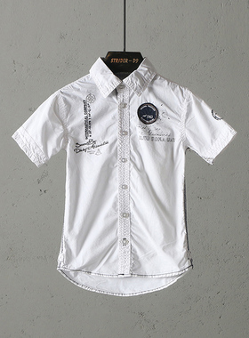 51SHOP童装 儿童精美刺绣工装衬衣 时尚潮流童装亲子装衬衫