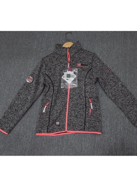 MIX家 欧美系 女装摇粒绒保暖拼色拉链外套  灰色深蓝