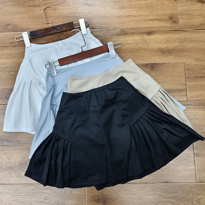 MIX家  欧美系 女装运动休闲瑜伽假两件半裙 黑白蓝卡其 4色
