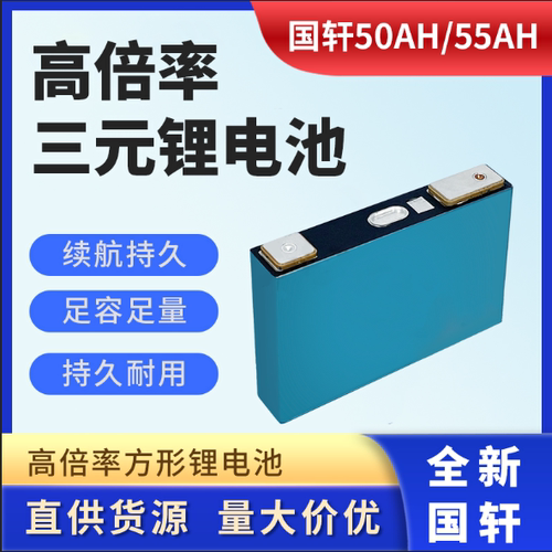 国轩三元锂3.65v50Ah/55AH电动车换电电芯动力电池高倍率充放电