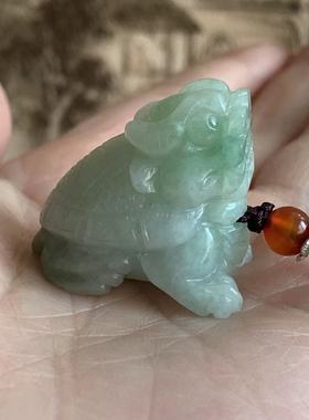 缅甸翡翠吊坠A货冰种油青深绿色龙龟玄武吊坠挂件龙龟玄武摆件