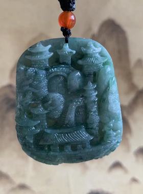 缅甸天然翡翠吊坠A货深蓝色山水牌龙牌随形挂件佛公福瓜如意挂件
