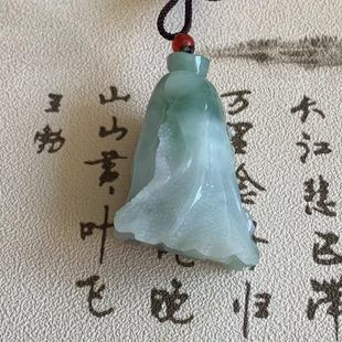缅甸天然翡翠A货白色白菜吊坠挂件淡绿百财挂件财源广进白菜吊坠