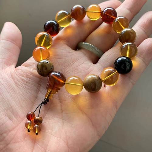 缅甸天然多宝琥珀金珀手串12mm+