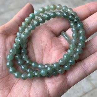 缅甸翡翠项链天然A货项链冰糯冰透深绿色项链卡6.4mm项链绿色项链