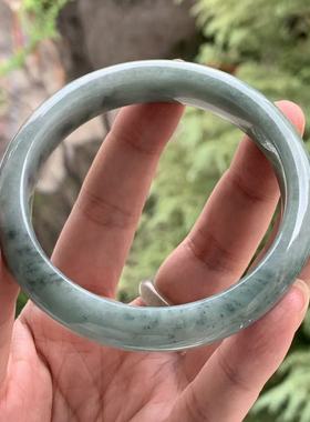 缅甸A货翡翠手镯蓝色飘花翡翠正圈手镯12.3/8.2/59mm一物一证