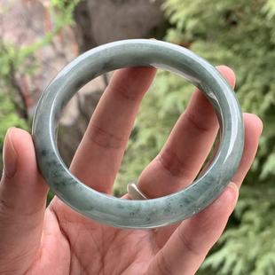 缅甸A货翡翠手镯蓝色飘花翡翠正圈手镯12.3 59mm一物一证 8.2