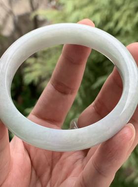 缅甸天然A货翡翠手镯浅绿色果绿淡紫手镯11.6/8.5/54.8mm一物一证