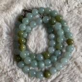 缅甸玉缅甸天然A货翡翠蓝色起胶双彩黄翡圆珠项链10.5mm一物一证