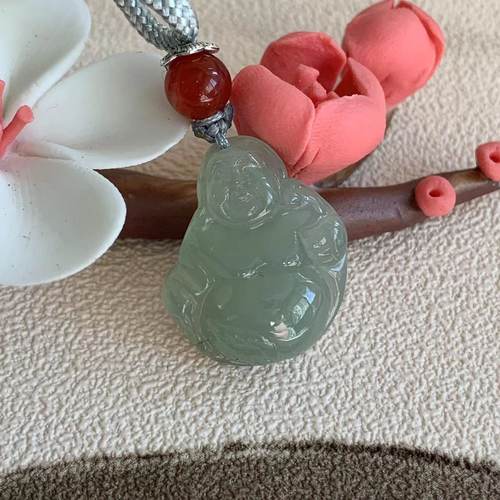 缅甸天然翡翠吊坠A货晴底色佛公