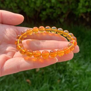 缅甸天然琥珀手链黄色琥珀手链缅甸琥珀手链琥珀手链8mm一物一证