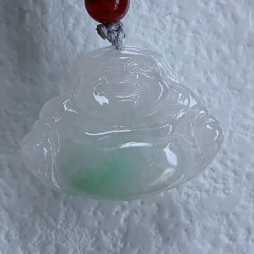 缅甸玉佛翡翠吊坠绿飘花绿色佛公