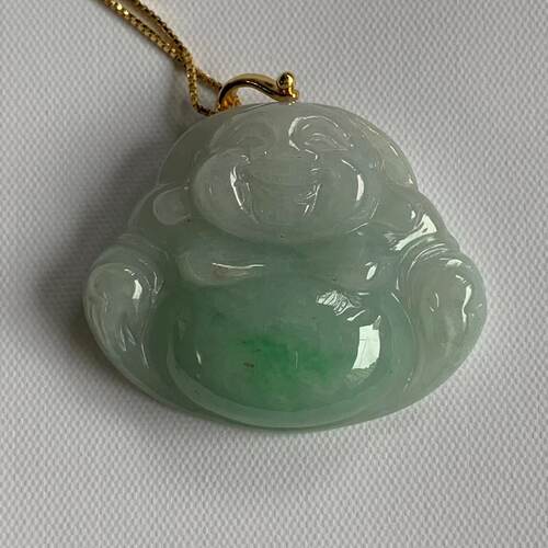 缅甸玉佛翡翠吊坠绿飘花绿色佛公