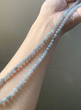 缅甸玉天然A货翡翠项链糯冰乌鸡项链黑色圆珠项链6.3mm一物一证