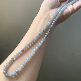 缅甸玉天然A货翡翠项链糯冰乌鸡项链黑色圆珠项链6.3mm一物一证