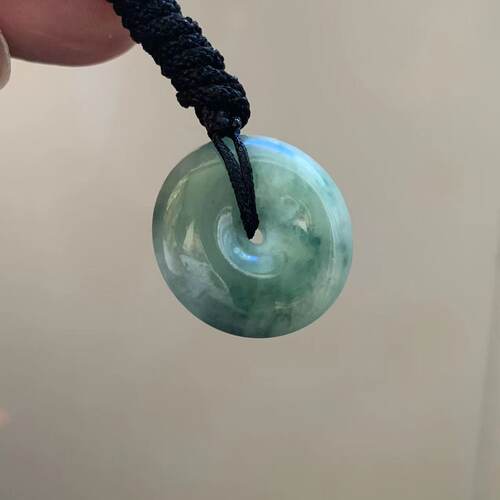 缅甸A货翡翠蓝色飘花小平安扣