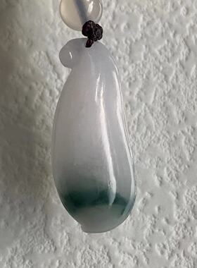 缅甸天然翡翠A货吊坠冰种白色飘花起胶福瓜葫芦叶子佛公如意挂件