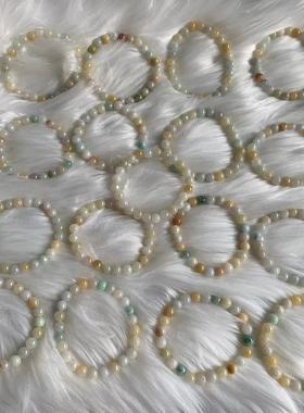 缅甸翡翠手串缅甸玉多宝小手串多彩红黄绿色翡翠圆珠小手串卡8mm