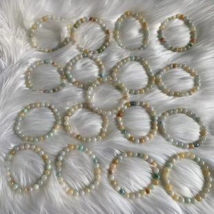 缅甸翡翠手串缅甸玉多宝小手串多彩红黄绿色翡翠圆珠小手串卡8mm