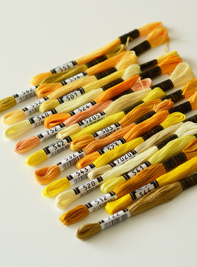 日本OLYMPUS奥林巴斯25号刺绣线 浅黄色系 纯棉线法式绣线434色全