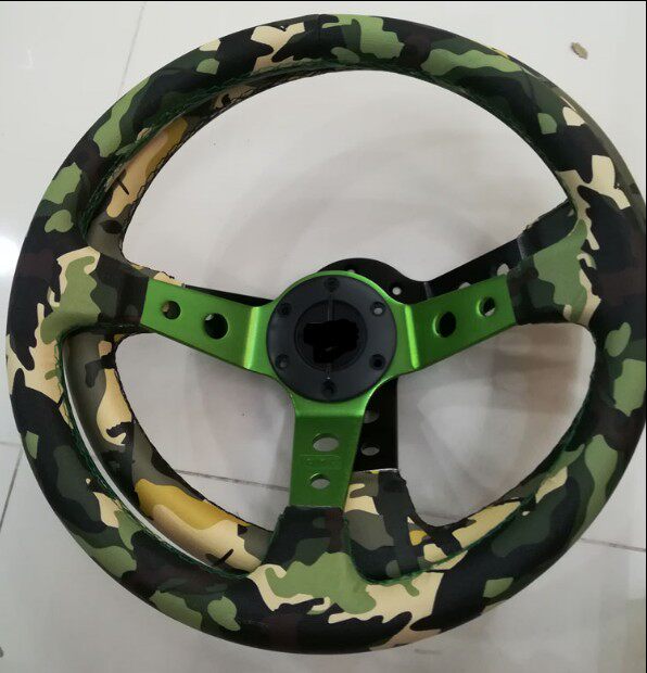 汽车改装方向盘纹理中凹青花尼彩款越野迷彩赛车竞技赛车方向盘