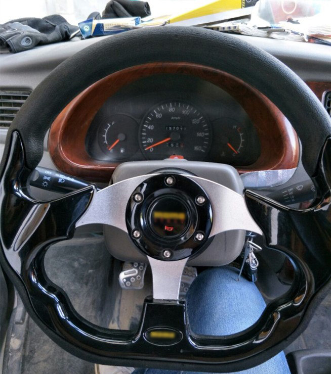 小巧方向盘13寸PU车改装竞技赛车半圆碳纤跑车罗技通用小款方向盘