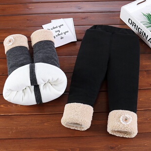 婴儿冬季加厚棉裤小宝宝加绒长裤女童卡通裤脚小女孩保暖打底裤