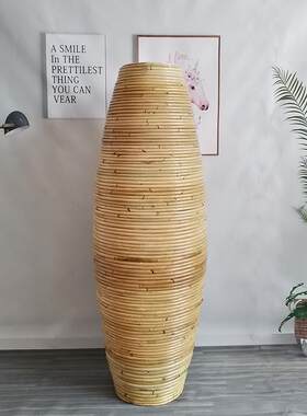 不怕摔东南亚风藤编落地花瓶